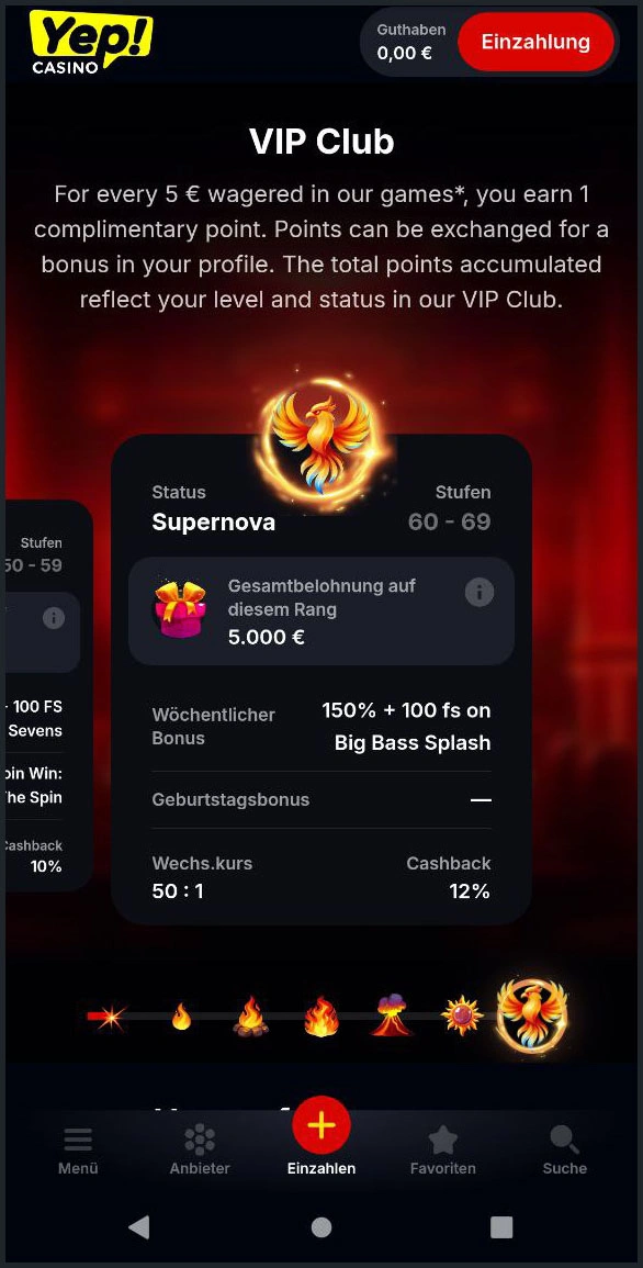 VIP-Club bei Yep Casino