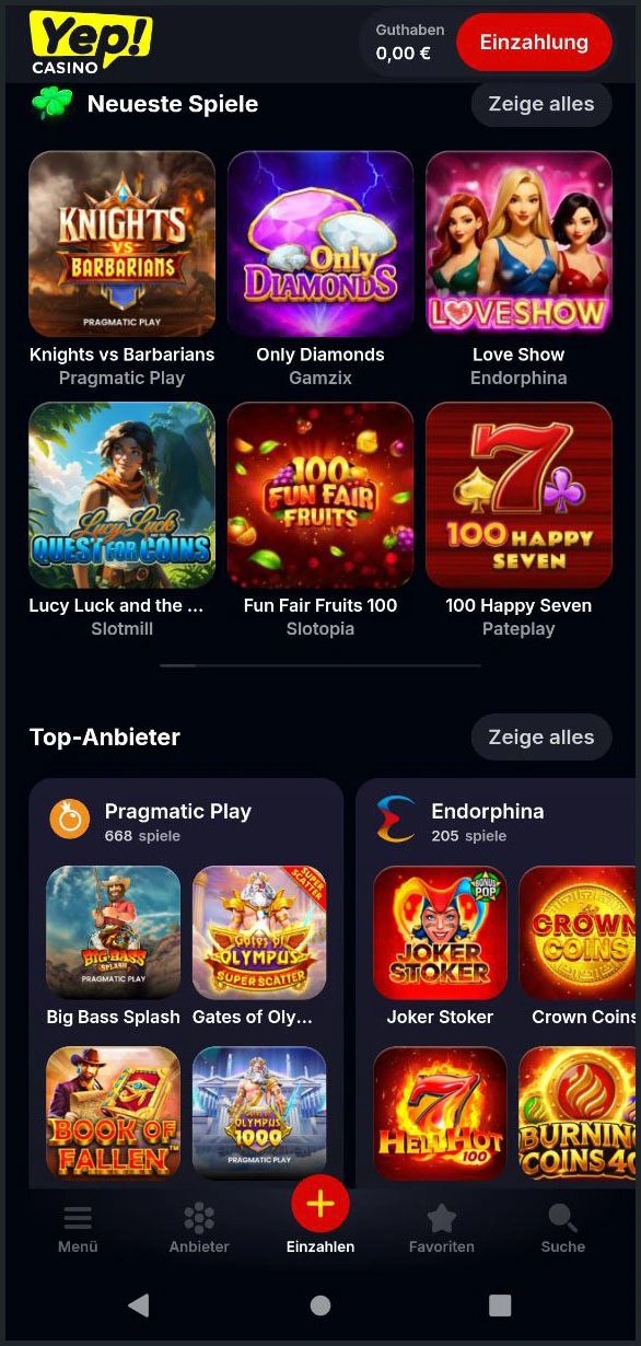 Neue Spielautomaten & Casino-Spiele bei Yep Casinoentdecke